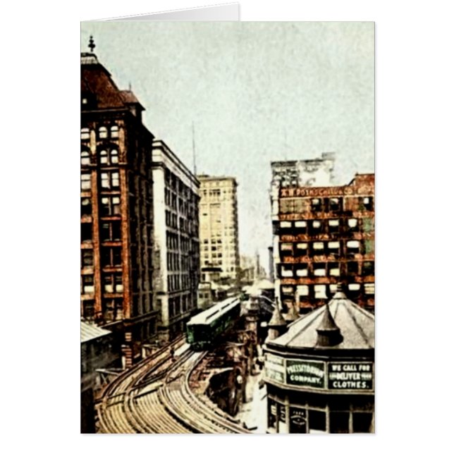 Cartão Laço de Chicago, Illinois Chicago em Van Buren (Frente)