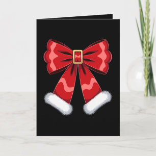 Cartão Laço de Cinto do Papai Noel de Natal Vermelho com 