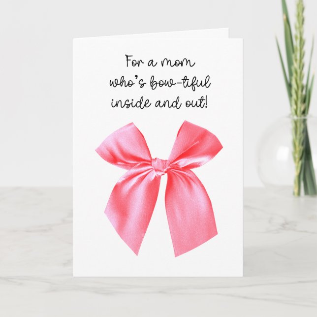 Cartão Laço Rosa Feliz Dia das Mães (Frente)