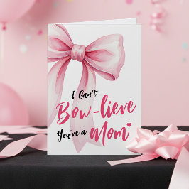 Cartão Laço Rosa Fofo Nova Mãe Divertida Feliz Dia das Mã