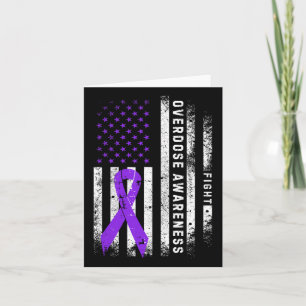 Cartão Laço Roxo de Consciência sobre Overdose Bandeira d