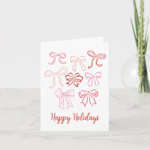 Cartão Laços de Natal Ilustrados Rosa e Vermelho Capricho