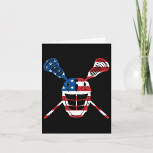 Cartão Lacrosse American Flag Helmet Patriotic Athlett Pl