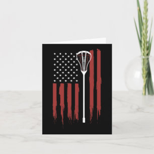 Cartão Lacrosse American Flag - Lacrosse Stick Flag Shirt