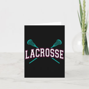 Cartão Lacrosse Crosssed Sticks Lax Girly Teal Pink Head 