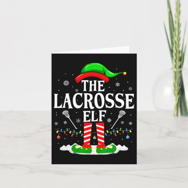 Cartão Lacrosse Elf Funny Matching Xmas Lacrosse Chri (Frente)