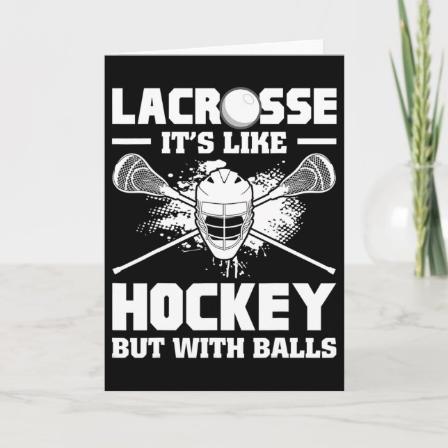 Cartão Lacrosse It's Like Hockey But With Funny Player  (Frente)