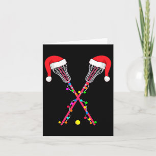 Cartão Lacrosse Santa Hat Natal Luz Esportes Engraçados X