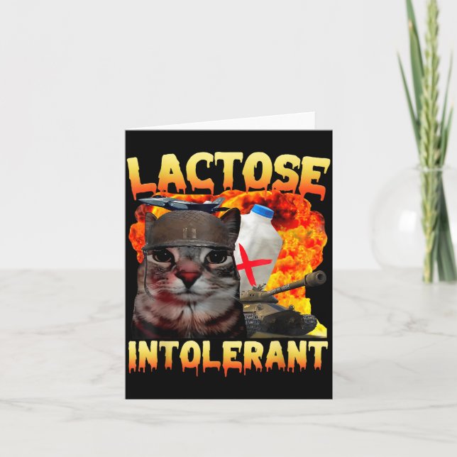 Cartão Lactose Intolerant Silly Cat Meme Funny Saying Cat (Frente)