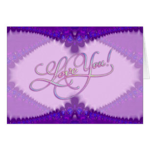 Cartão Lacy Lilac Purple Te Ama A Placa Sparkle