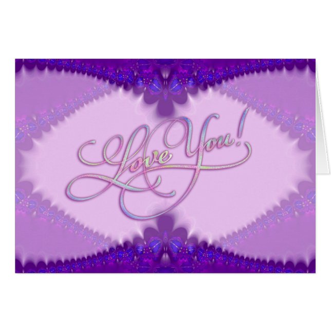 Cartão Lacy Lilac Purple Te Ama A Placa Sparkle (Frente Horizontal)
