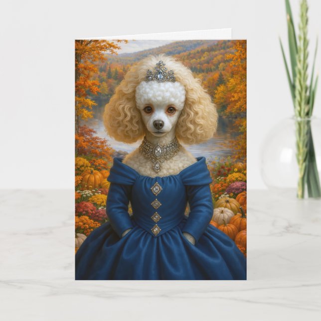 Cartão Lady Autumn , Poodle Blank Card (Frente)