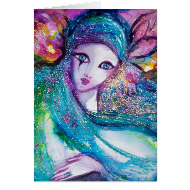 Cartão LADY BLUE MASK Venetian Mascarada (Frente)