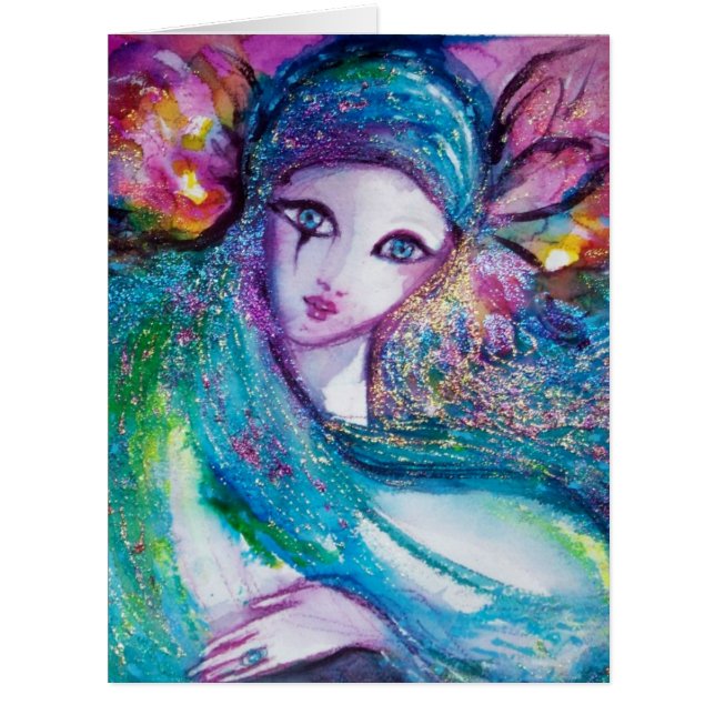 Cartão LADY BLUE MASK Venetian Mascarada (Frente)