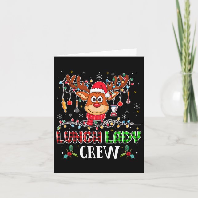 Cartão Lady Crew Reindeer Cafeteria Lady Xmas Holid (Frente)