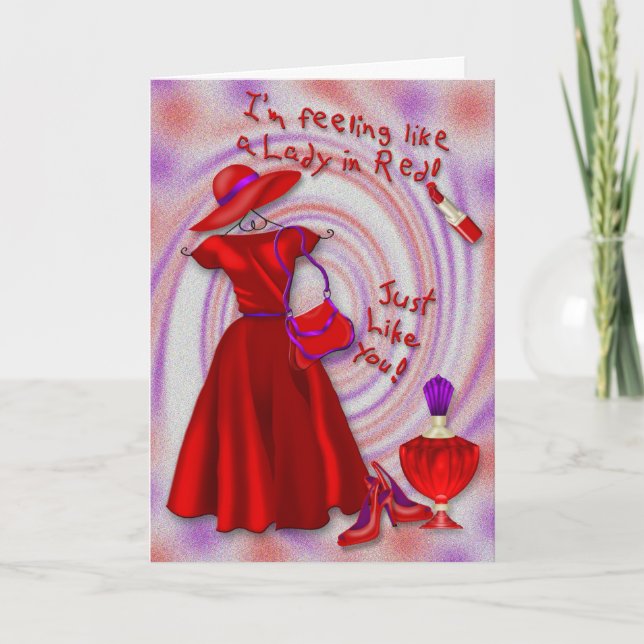 Cartão Lady in Red Birthday Card (Frente)