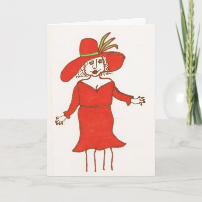 Cartão Lady In Red Birthday Card (Frente)