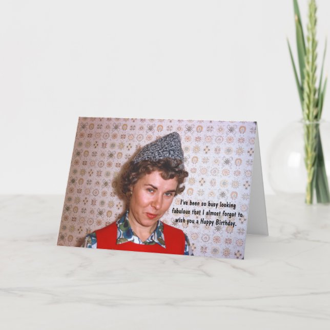 Cartão Lady Retro Fabuloso Humor de Aniversário (Frente)
