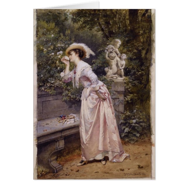 Cartão Lady Smelling Rosa (Frente)