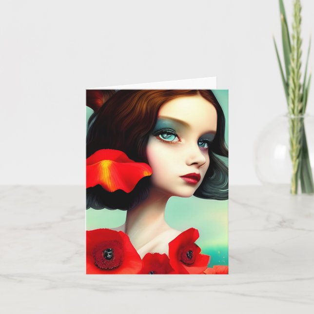 Cartão Lady With Poppies All Occastioncard (Frente)