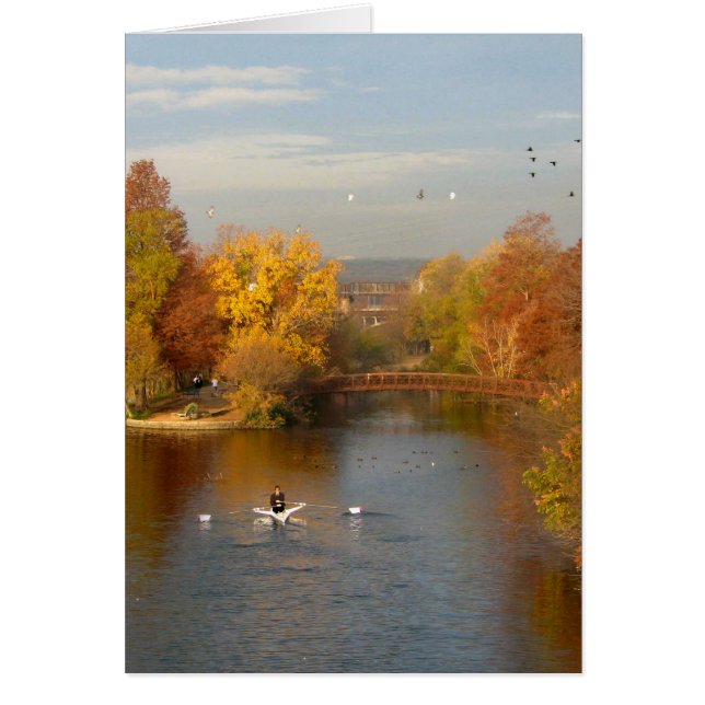 Cartão Ladybird Lake Fall Rower - Centro Austin Texas (Frente)