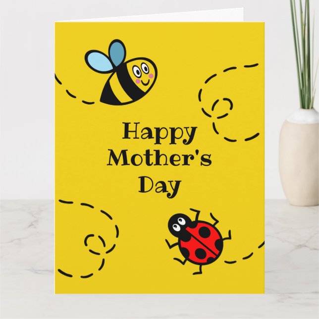 Cartão Ladybird personalizado + Dia de as mães de mamanga (Frente)