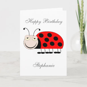 Cartão Ladybug Birthday Card Just Add Name