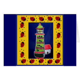 Cartão Ladybug Lighthouds