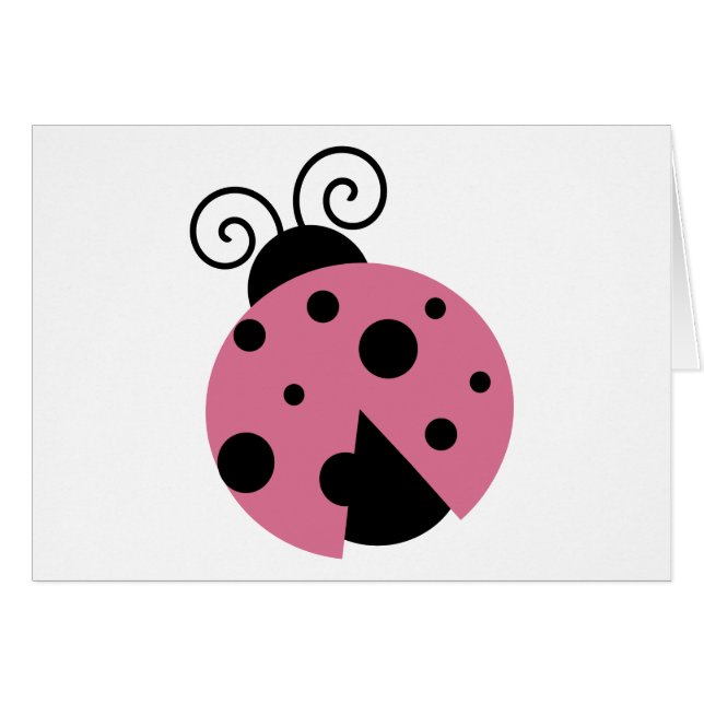 Cartão Ladybug Rosa (Frente Horizontal)