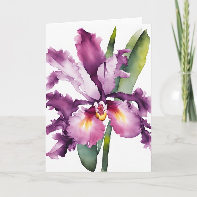 Cartão Laelia - Flores em aquarela (Frente)