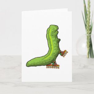 Cartão Lagarta como patinadora em linha com skates em lin