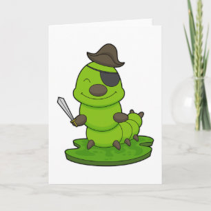 Cartão Lagarta como Pirata com Espada