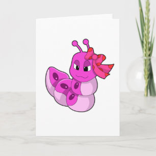 Cartão Lagarta como Rapariga com Fita