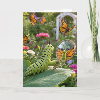 Cartão Lagarta de Aniversário Sonhando em Ser uma Borbole