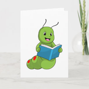 Cartão Lagarta na leitura com livro