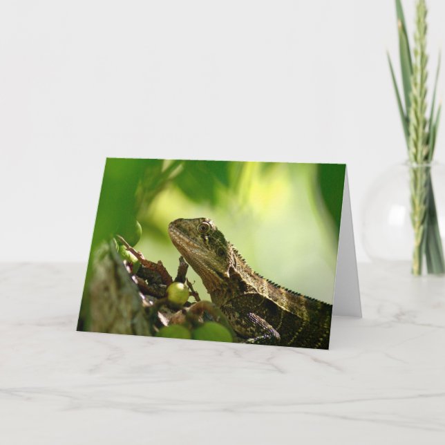 Cartão Lagarto australiano entre folhas, saudação fotográ (Frente)