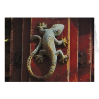 Cartão Lagarto-cinza em madeira vestida