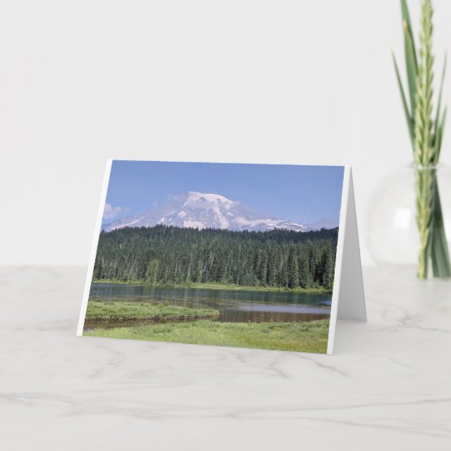 Cartão Lago de Reflexão do Monte Rainier (Frente)