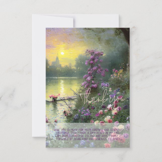 Cartão Lago e flores vintage personalizáveis (Frente)