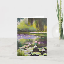 Lago em aquarela e lírios personalizável