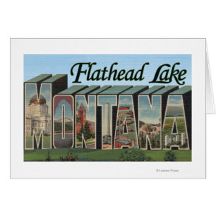 Cartão Lago Flathead, Montana - Cenas com Grandes Letras