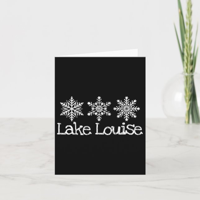 Cartão Lago Louise Canada Snowflakes Ski Skiing Skier Sno (Frente)