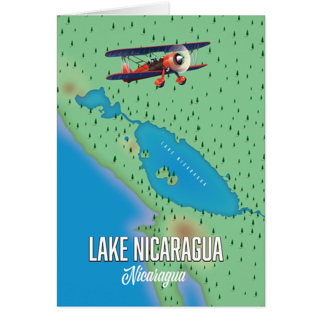 Cartão Lago Nicarágua, mapa nicaraguense (Frente)