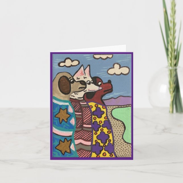 Cartão Lago Salt, Cães, Arte FIne (Frente)