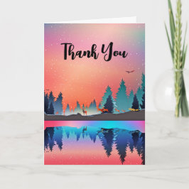 Cartão Lago Scende Winter com Veado Obrigado