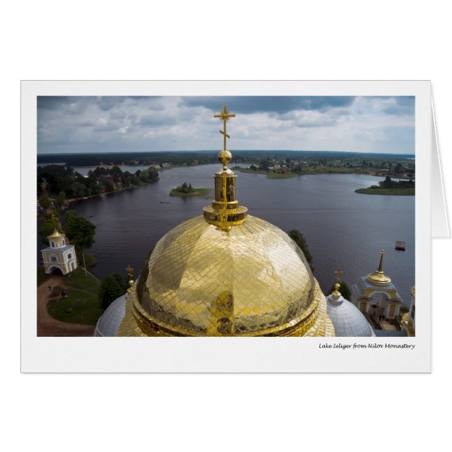 Cartão Lago Seliger do monastério de Nilov (Frente Horizontal)