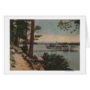 Cartão Lago Tahoe, CA - Emerald Bay View com Navio a vapo