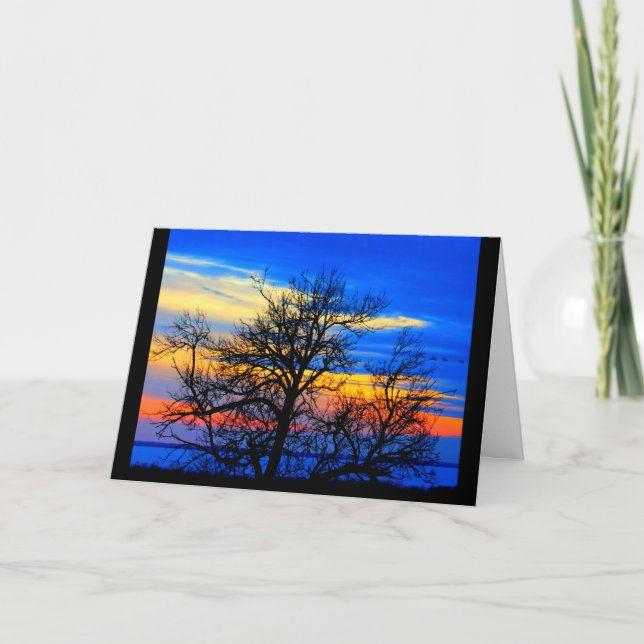 Cartão Lago Winnebago Sunset Pensando Em Você (Frente)