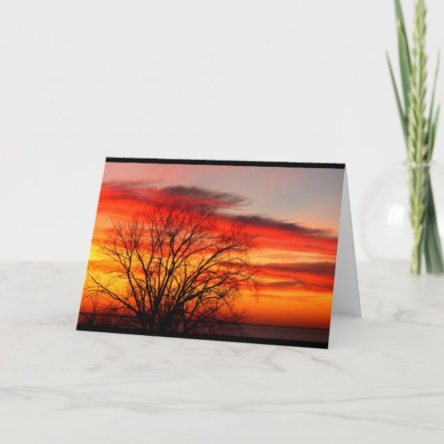 Cartão Lago Winnebago Sunset Pensando Em Você (Frente)