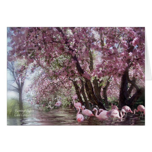 Cartão Lagoa ArtCard do flamingo (Frente Horizontal)